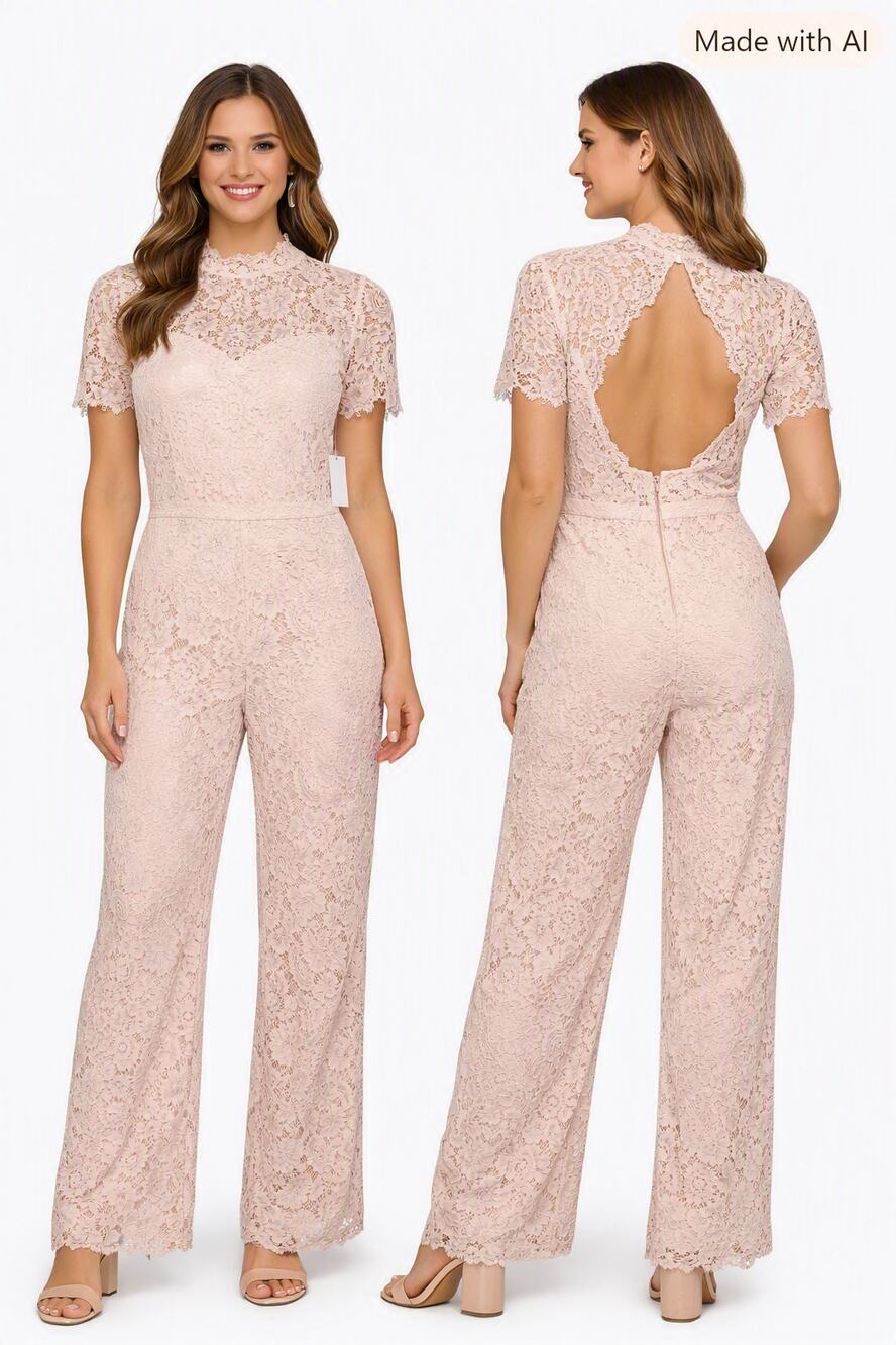 Alexis Light Pink Lace Jumpsuit – Open Back – Tall Girl Friendly – NWT – Medium